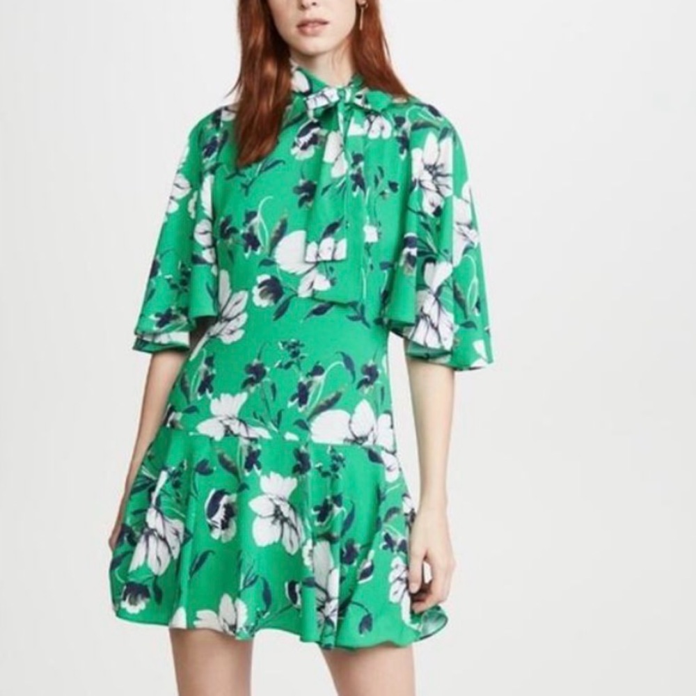 Black Halo Green Floral Midi Dress. Size 10